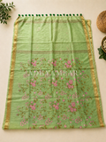 Silk Linen with Kashmiri hand embroidery Saree