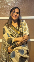 Golden Handbook Printed Maheshwari with Zari border