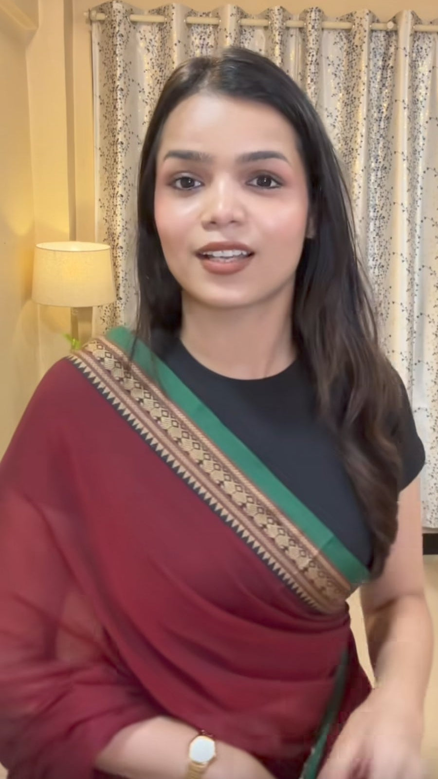 Maroon Narayanpet Saree