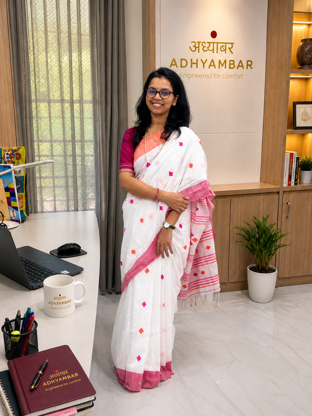Khadi Cotton Handwoven Tangail White Saree