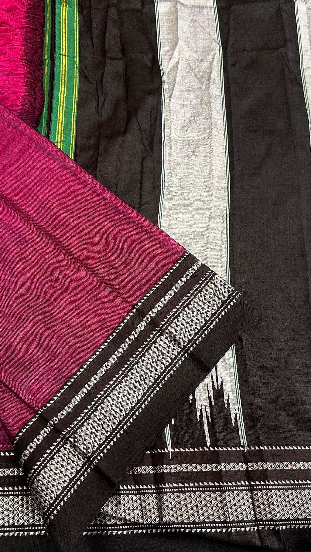 Pink Ilkal Cotton Handloom Saree with Silk Pallu